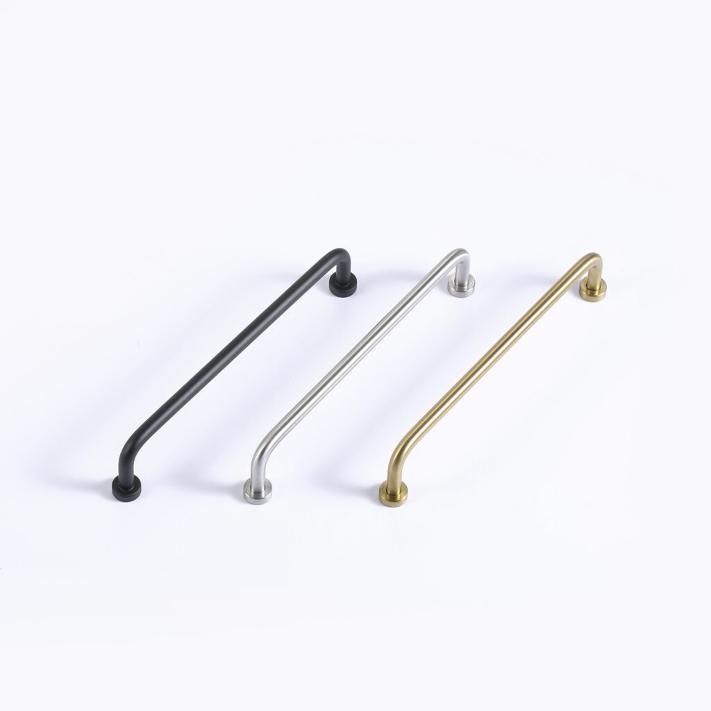 Stylish Kitchen Cabinet Handles Stainless Steel Solid Brushed Gold Cupboard Handle Drawer Pulls with Screws Round Base X-016