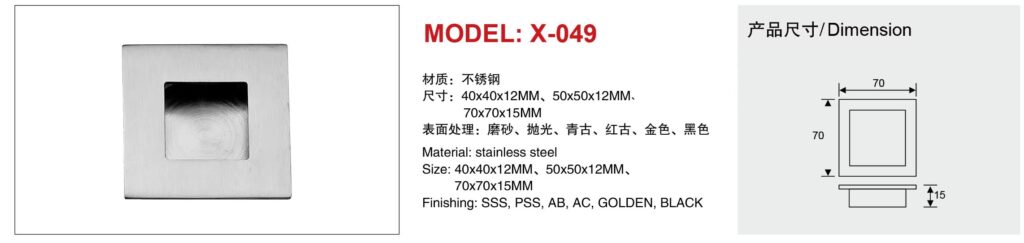 Recessed Cabinet Pulls Stainless Steel Cabinet Handles Sliding Door Pulls for Closet X-049