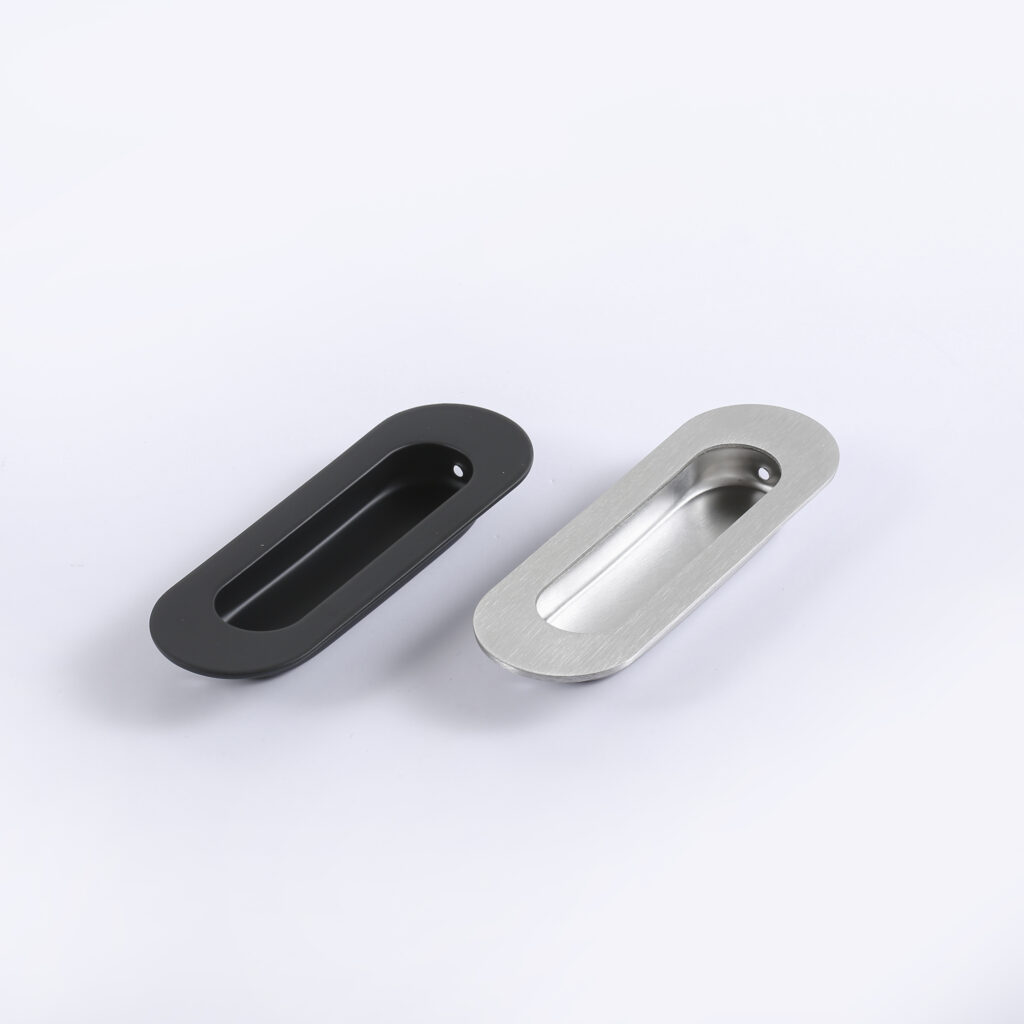 Flush Sliding Closet Door Pulls Recessed Finger Pulls for Cabinet Drawer Rectangular Invisible Handle Matte Black X-041