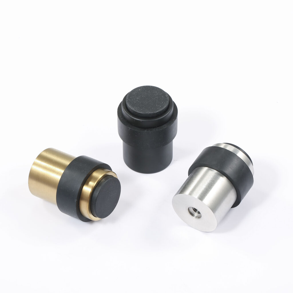 Satin Nickel Door Stoppers Floor Mounted Door Stop Heavy Duty Stainless Steel Bumper Wall Protector Decorative Solid Rubber X-079