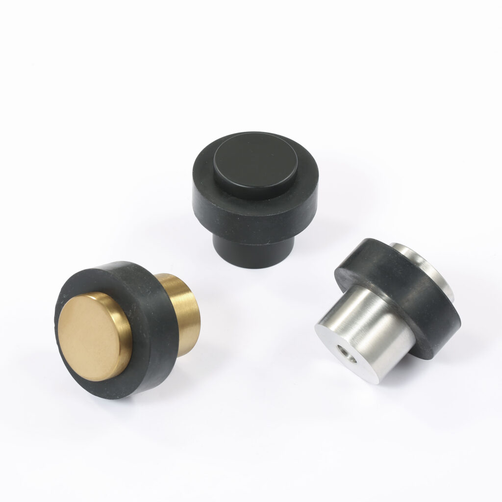 Brushed Gold Door Stoppers Floor Mounted Rubber Door Stops Stainless Steel 304 Solid Material Heavy Duty X-080