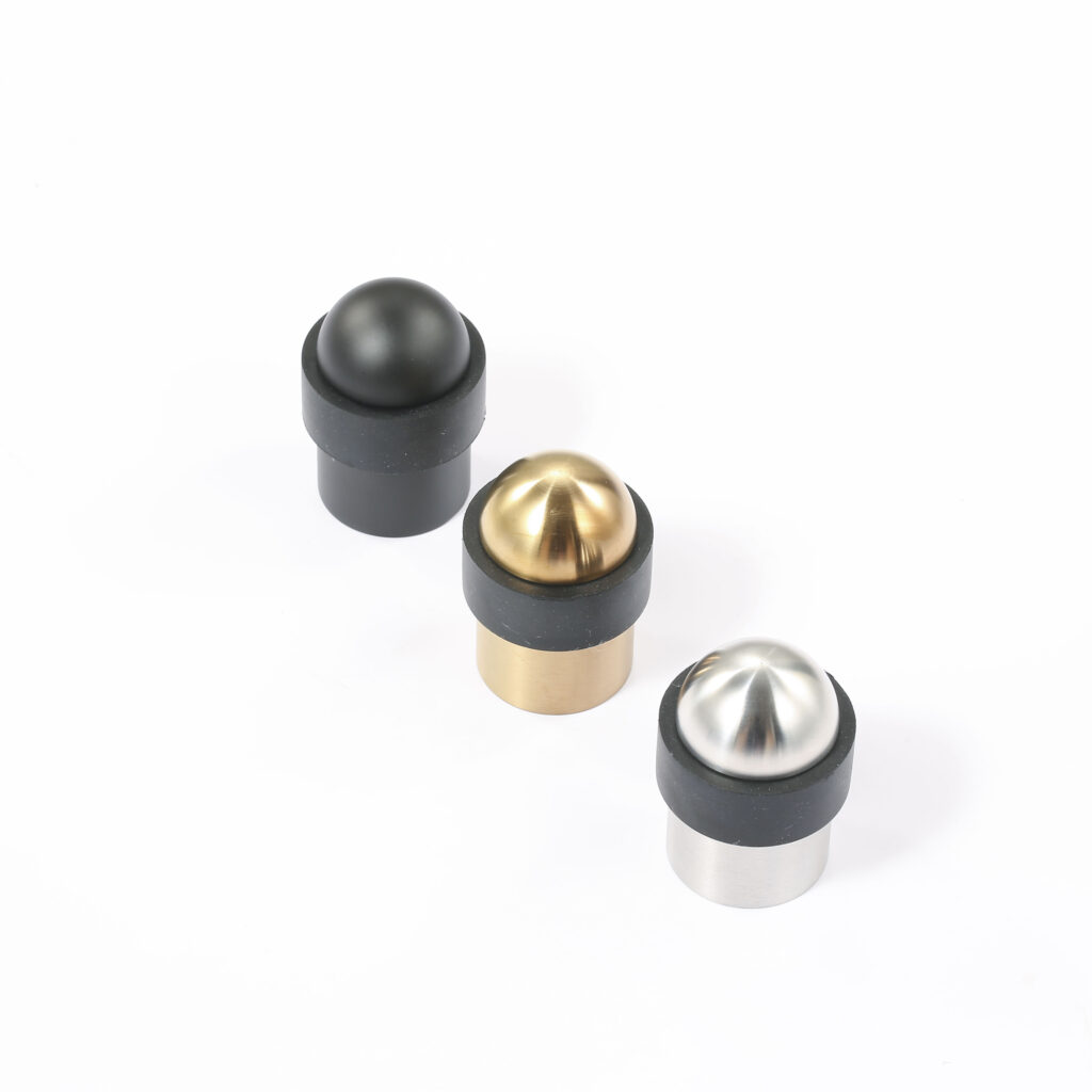 Brushed Gold Door Stopper Safety Cylindrical Door Stops Floor Mounted Decorative Stainless Steel with Rubber X-083