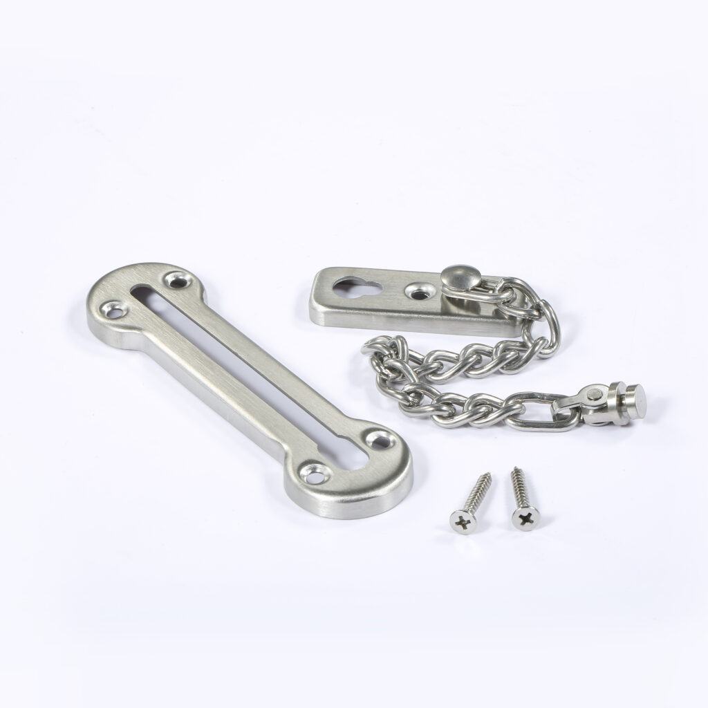 X-128 Door Chain Lock Front Door Security Anti Theft Home Safe Nickel Plated with Screws Stainless Steel Brushed Nickel